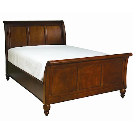 California King Sleigh Bed with Classic Turned Feet & Panel Details